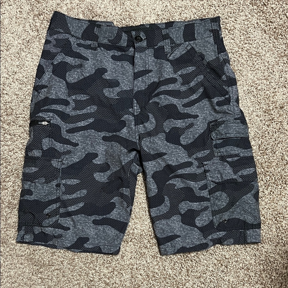 Iron Co Black Camo Cargo Shorts for Men